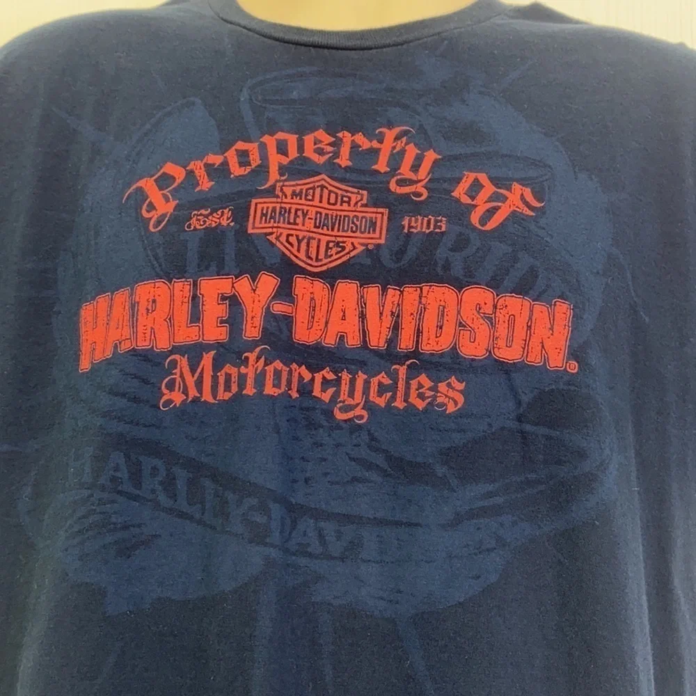 Harley Davidson - Navy Orlando Harley Davidson With Woman in Bikini Shirt Size L